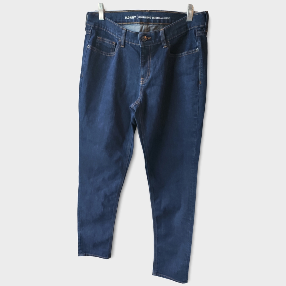 Old Navy Boyfriend Skinny Jeans 8 Tall Dark Wash Stretch Denim